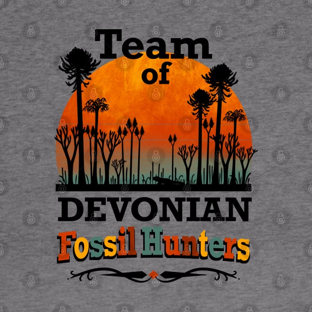 Team of Devonian Fossil Hunters. Vintage look. by Naturascopia